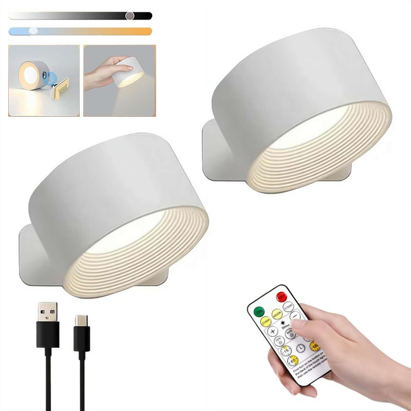 LED Sconces, Wall Lamps,Rechargeable Infinity Wall Lamps with Remote Control, 3 Color Temperatures & Dimmable, 360° Rotatable Cordless Magnetic Sconces for Bedroom, Hallway - Image 1
